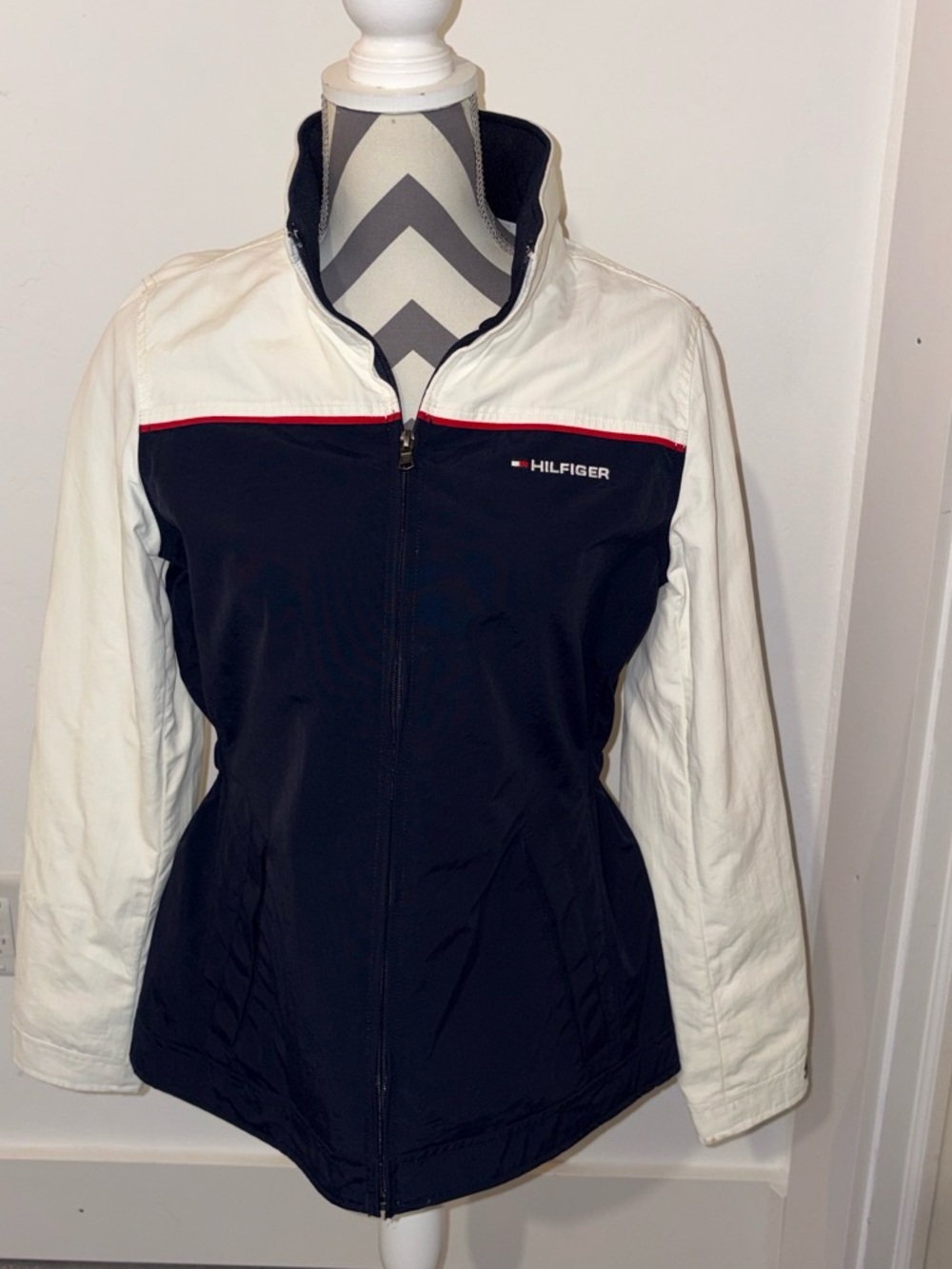 Tommy Hilfiger Navy, White & Red Zip-Front Utility Jacket